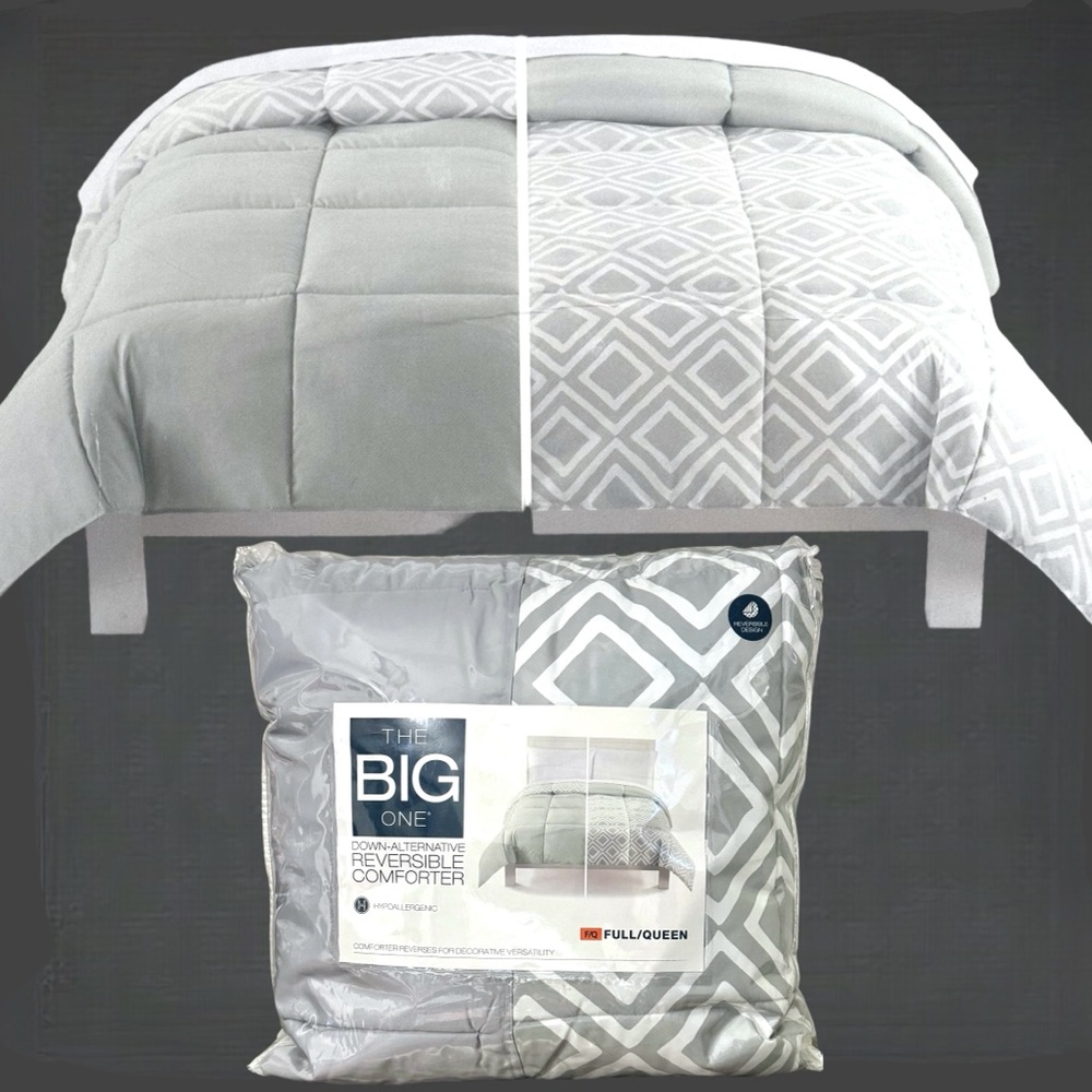 The Big One Down Alternative Reversible Comforter Grey Geometric Full/Queen